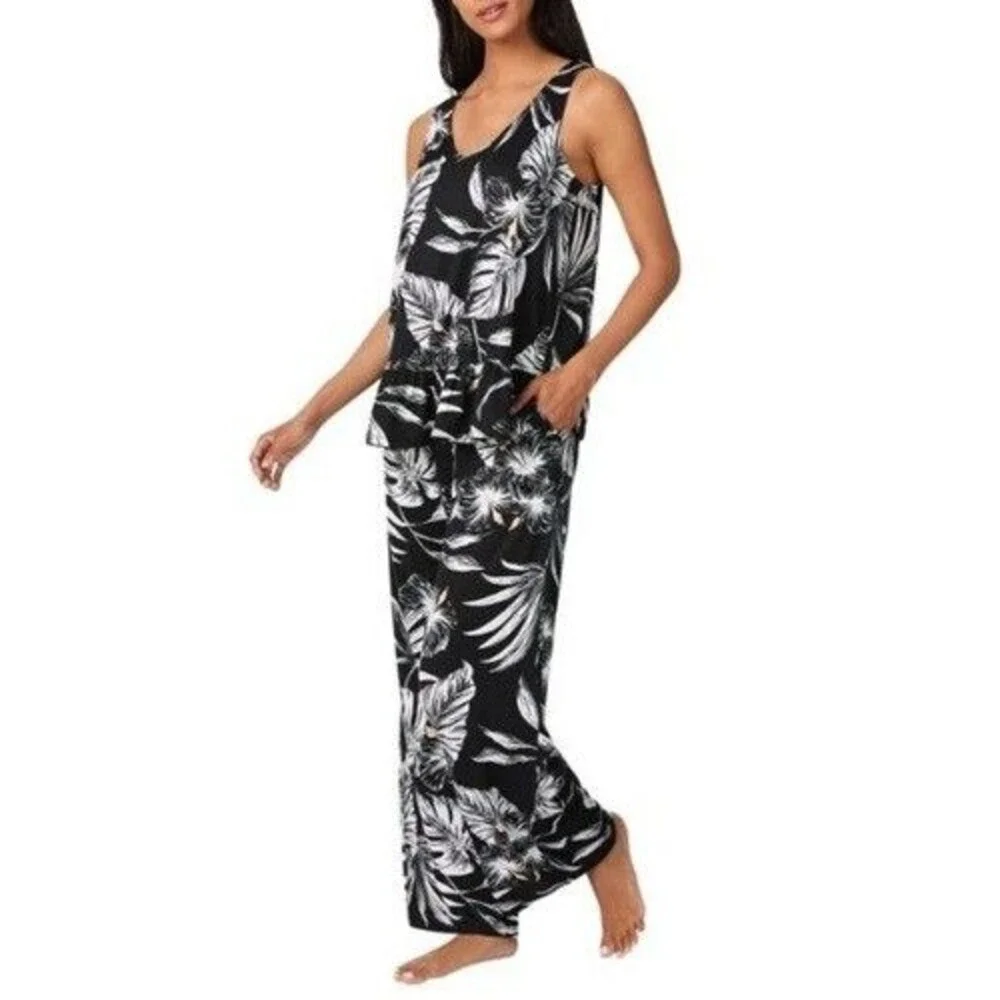 Tommy Bahama Women's Medium Black 3-piece Pajama Set Bold Tropical NWT